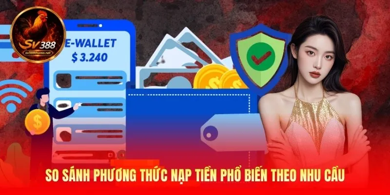 So sánh phương thức nạp tiền phổ biến theo nhu cầu